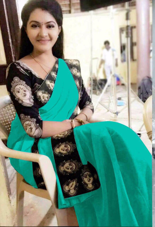 Sky Chanderi Pure Cotton Sarees - Dailybuyys