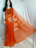 Orange Pure Cotton Silk Sarees