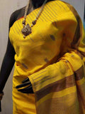 Yellow Zari Booty Pure Cotton Silk Sarees