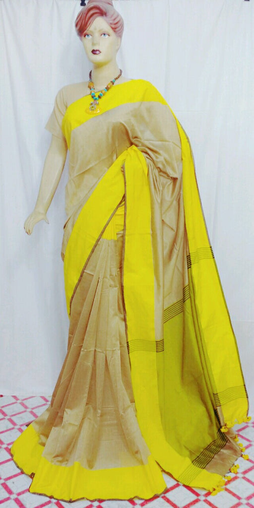 Yellow Khadi Silk Sarees
