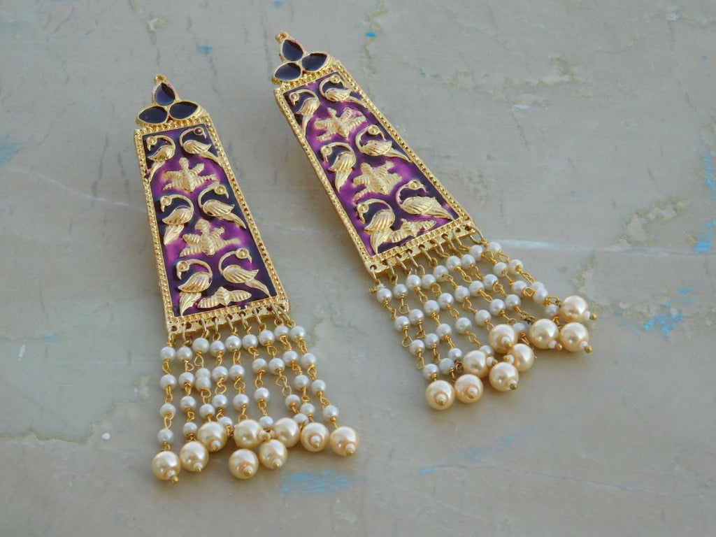 Violet Moti Earrings Get Extra 10% Discount on All Prepaid Transaction