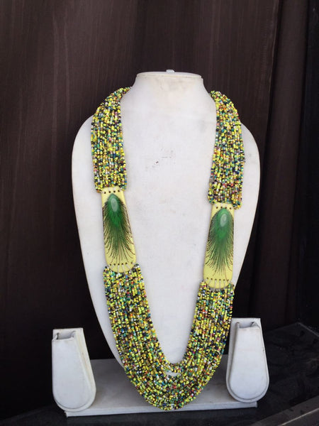 Yellow and Red glass beads Meenakari necklace – Soyara Ethnics Studio