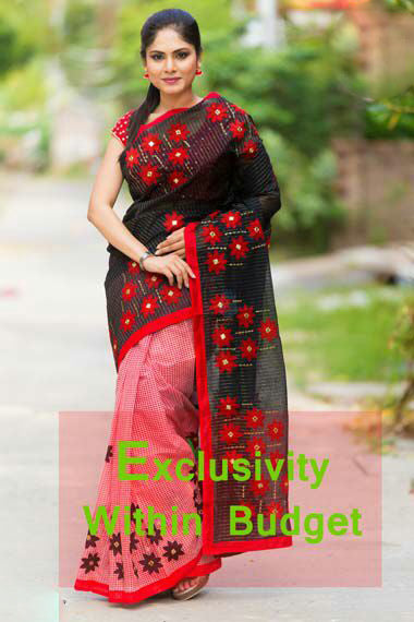 Red Balck Kathiawari Sarees - Dailybuyys