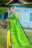 Green Yellow Jamdani Kathiawari Sarees