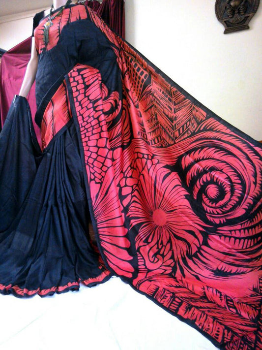 Blue Pink Pure Silk Mark Certified Murshidabad Silk Sarees - Dailybuyys