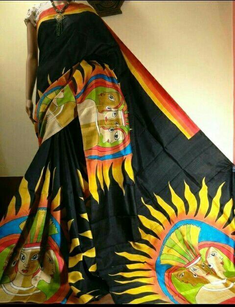 Black Pure Silk Mark Certified Murshidabad Silk Sarees - Dailybuyys