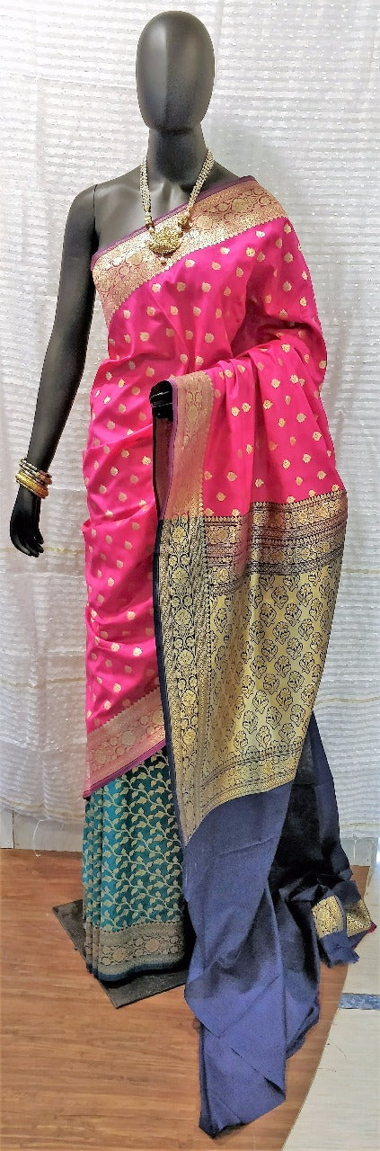 Pink Banarasi Silk Sarees - Dailybuyys