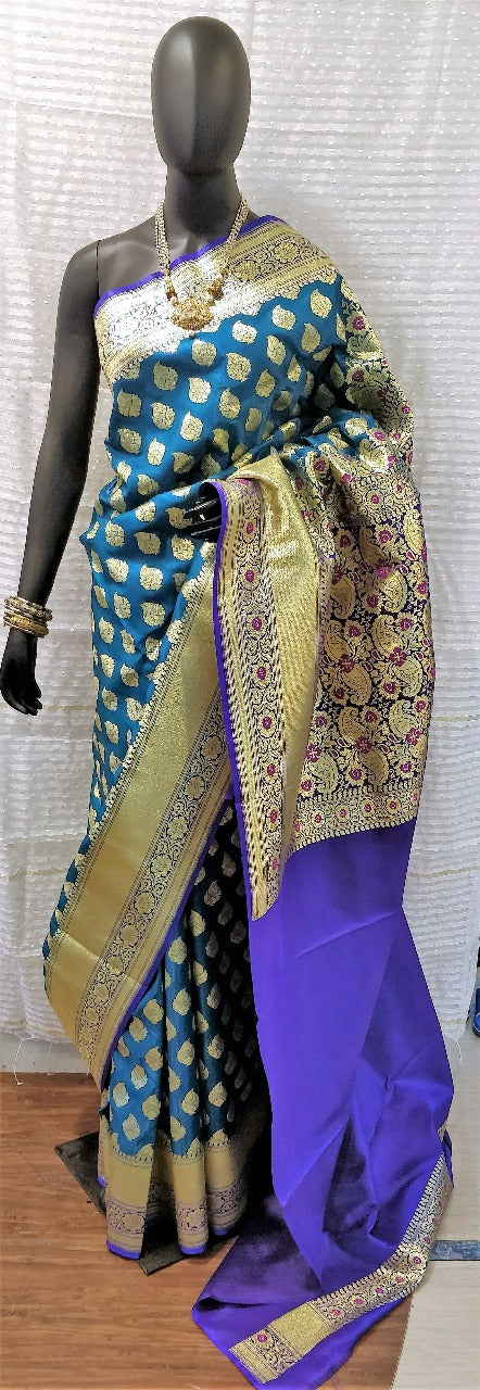 Blue Banarasi Silk Sarees - Dailybuyys