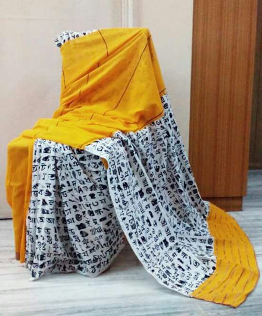 Yellow White Khesh Sarees - Dailybuyys