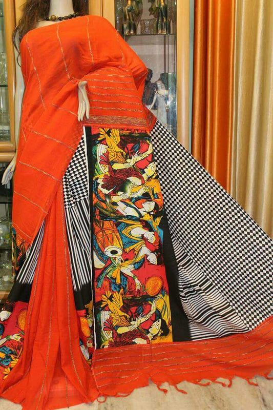 Orange Khesh Sarees - Dailybuyys