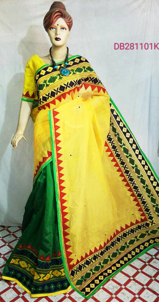 Green Yellow Kathiawari Sarees