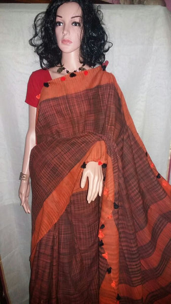Brown Bengal Handloom Khadi Sarees