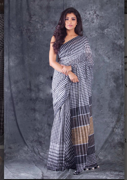 Grey Bengal Handloom Khadi Sarees