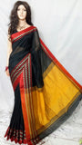 Black Yellow Velvet Border Bengal Handloom Silk Sarees
