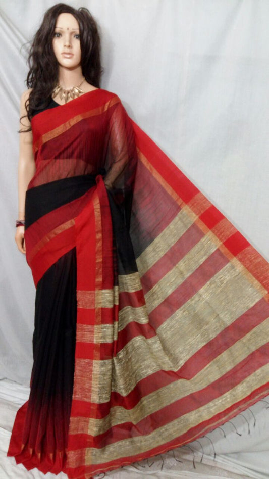 Red Black Ikkat Sarees - Dailybuyys