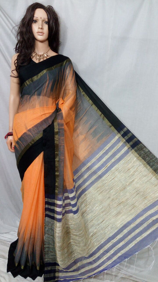 Yellow Black Ikkat Sarees - Dailybuyys