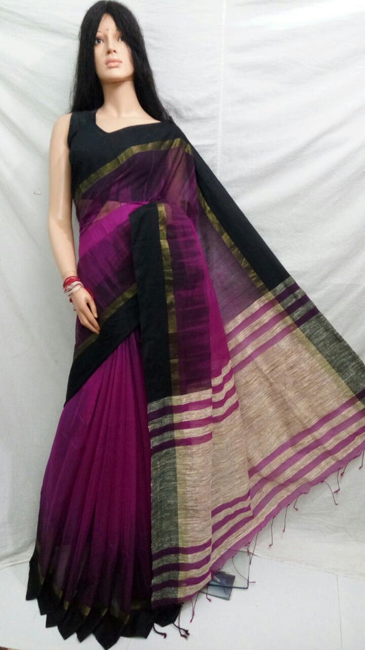 Violet Black Ikkat Sarees - Dailybuyys