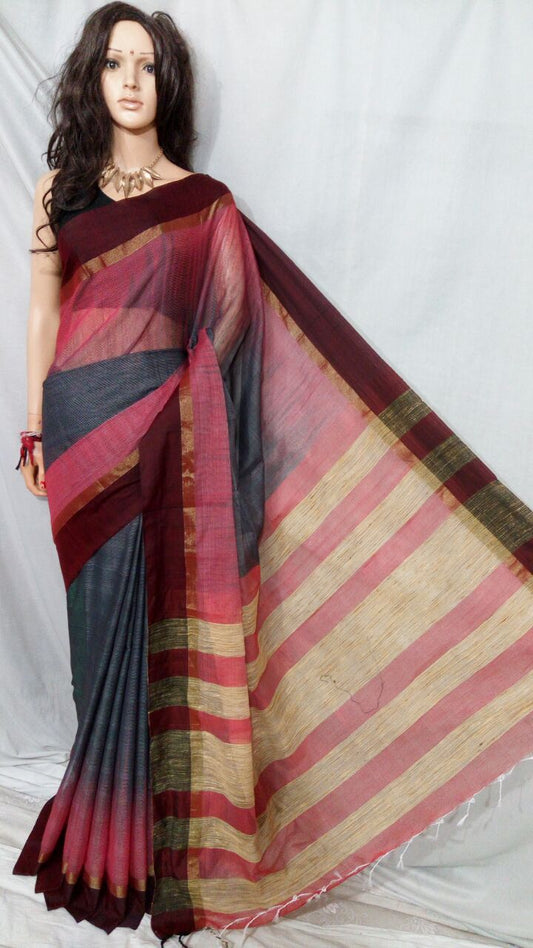 Red Grey Ikkat Sarees - Dailybuyys