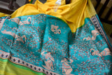 Yellow  Zari Border Pure Silk Mark Certified Tussar Silk Sarees