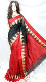 Black Red Bengal Handloom Silk Sarees