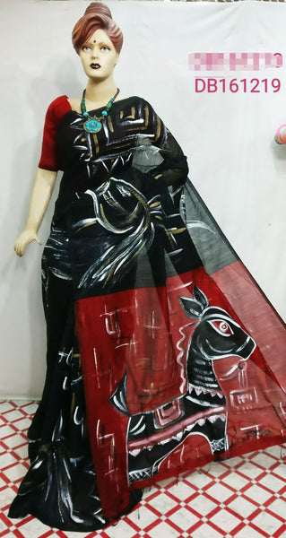 Black Maroon Bengal Handloom Silk Sarees