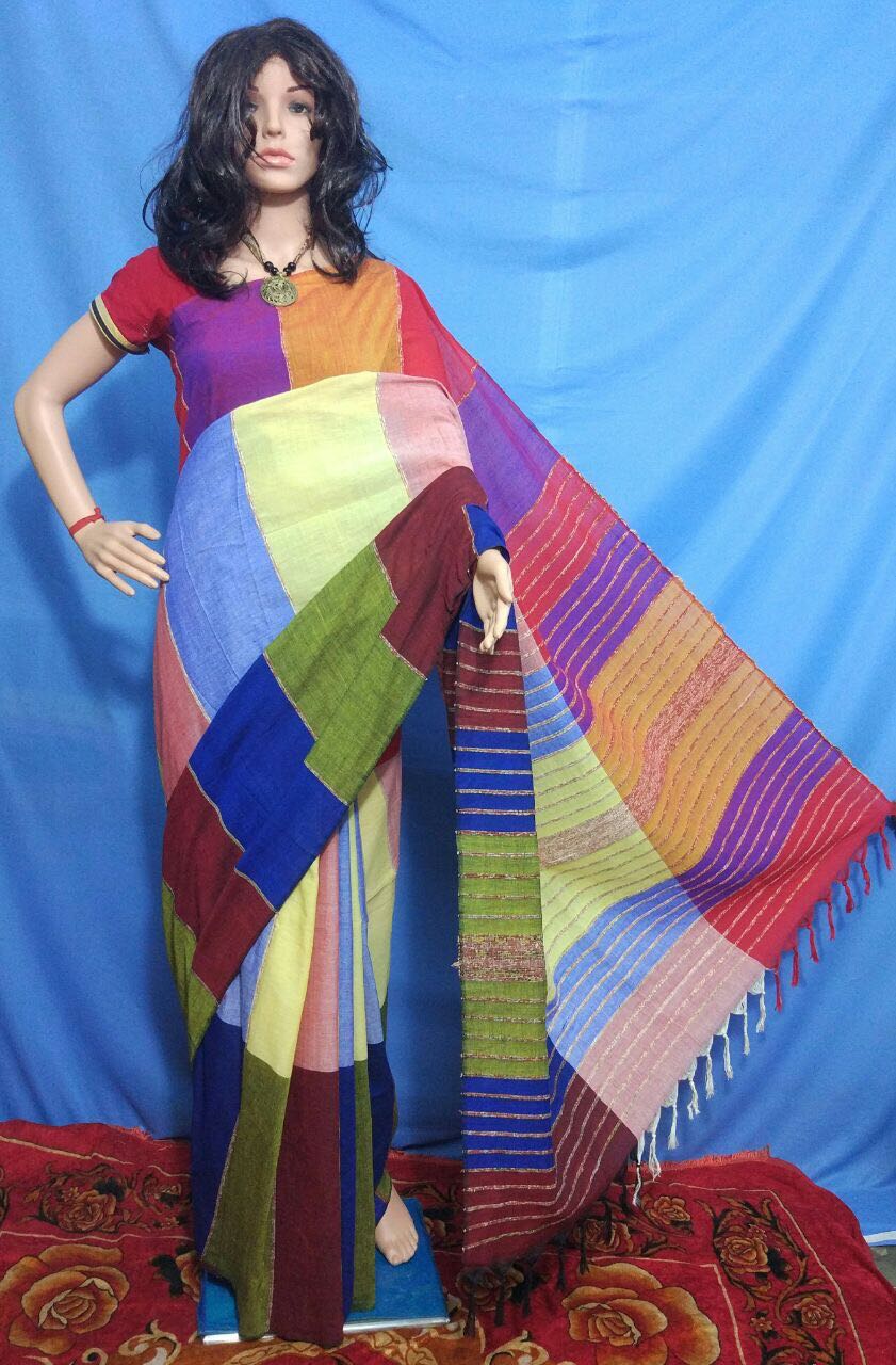 Blue Beige Khesh Sarees - Dailybuyys