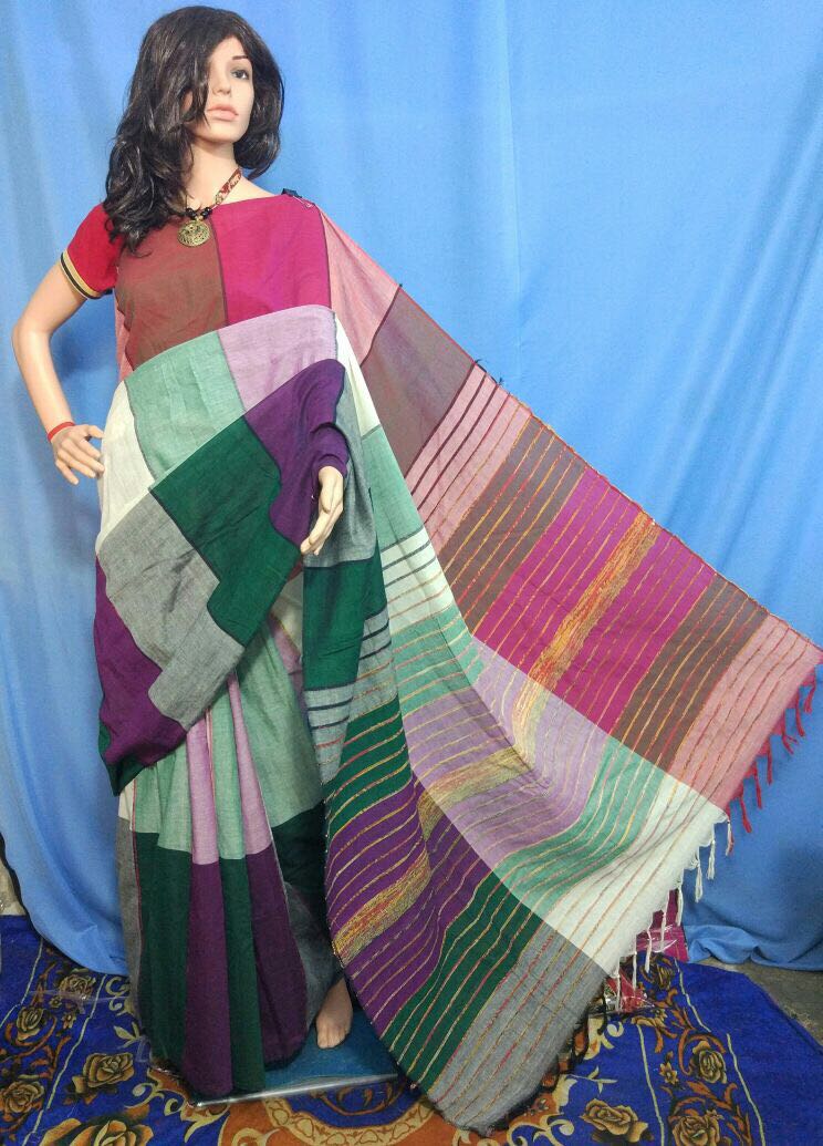 Red Beige Khesh Sarees - Dailybuyys