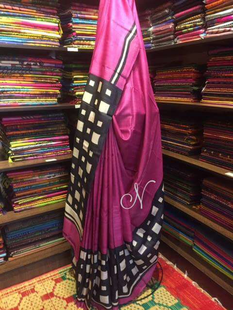Pink Pure Silk Mark Certified Tussar Ghicha Silk Sarees - Dailybuyys