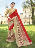Red Biege Party Wear Sarees