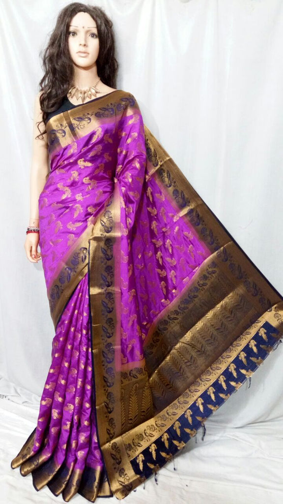 Purple Handloom Silk Sarees