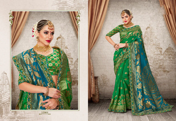 Green Party Wear Sarees