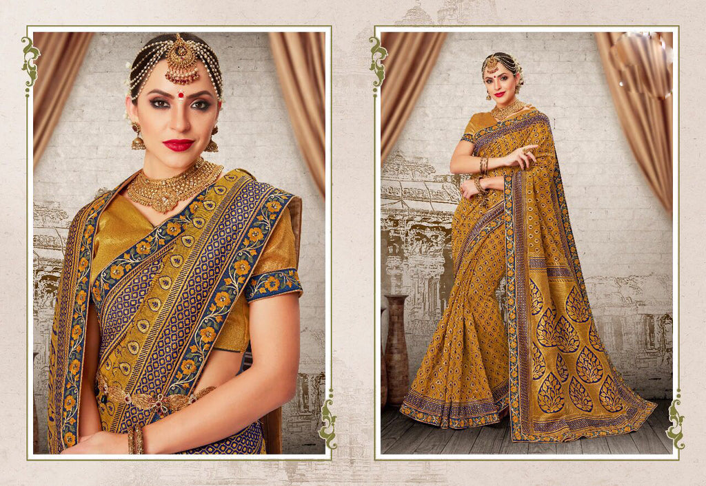 Yellow Grey Party Wear Sarees