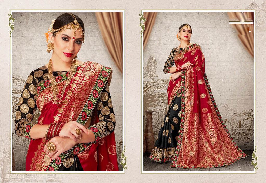 Red Black Party Wear Sarees