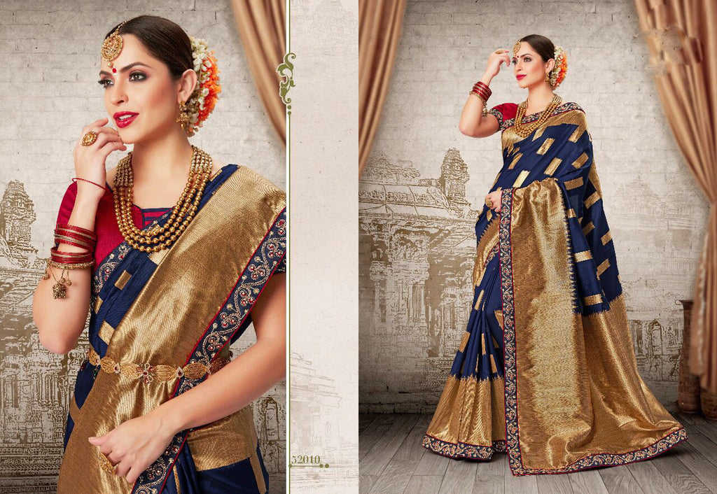 Blue Red Party Wear Sarees