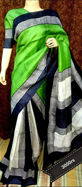 Green Black Pure Silk Mark Certified Murshidabad Silk Sarees