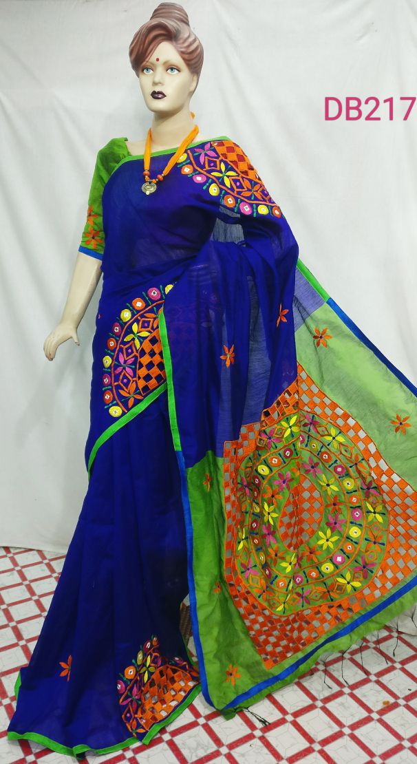 Blue Green Kathiawari Sarees - Dailybuyys