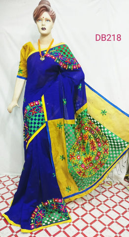 Blue Yellow Kathiawari Sarees