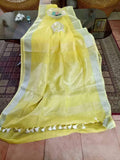 Yellow Pure Linen Sarees