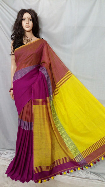 Violet Yellow Madhyamani Sarees