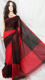 Red Black Bengal Handloom Khadi Sarees