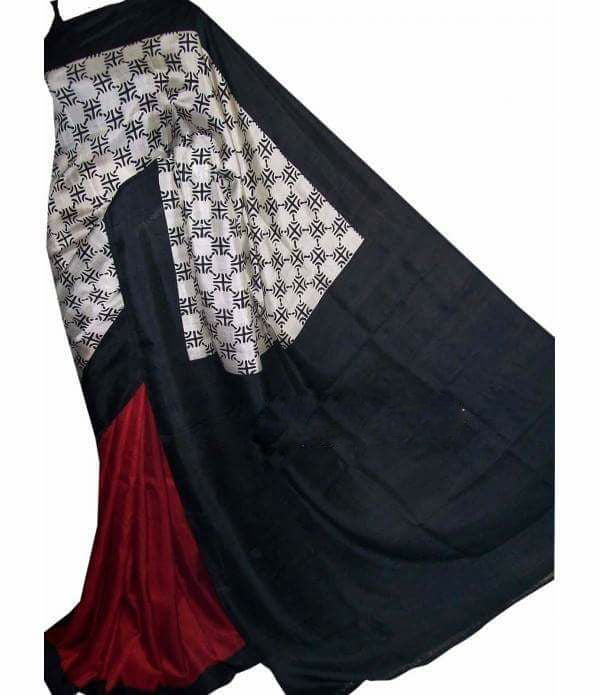 Grey Maroon Pure Silk Sarees