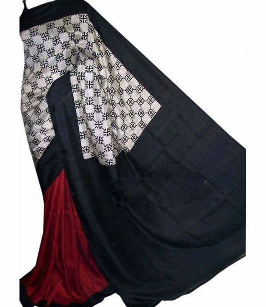Grey Maroon Pure Silk Sarees - Dailybuyys