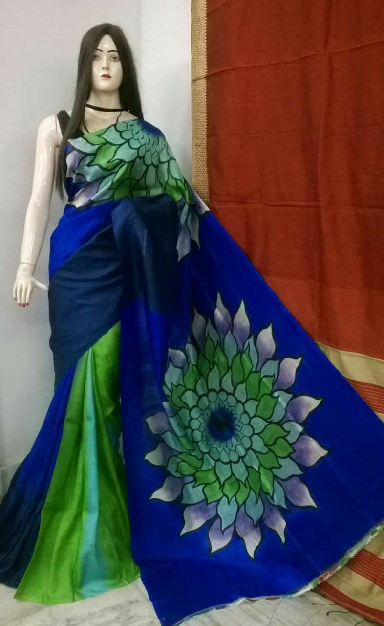 Blue Pure Silk Sarees - Dailybuyys