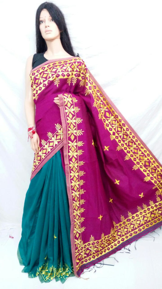 Purple Green Kathiawari Sarees - Dailybuyys