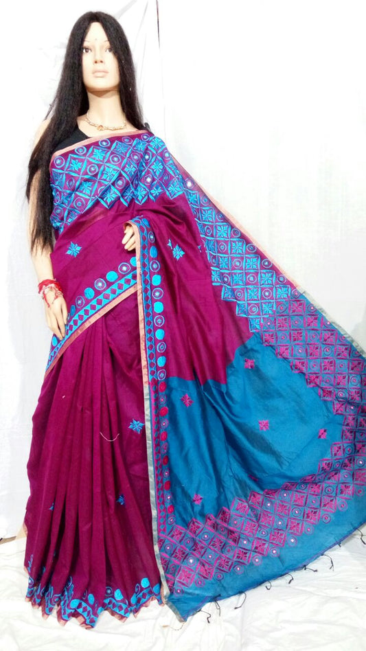 Violet Blue Kathiawari Sarees - Dailybuyys