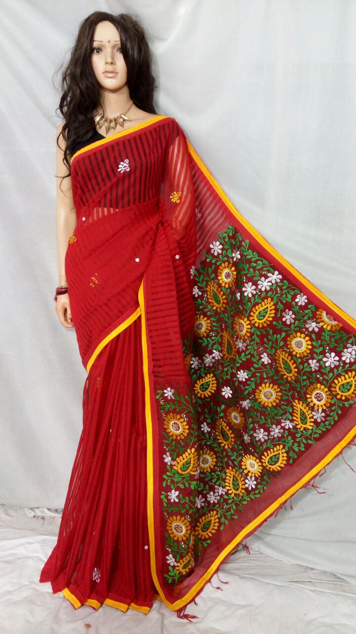 Red Kathiawari Sarees - Dailybuyys
