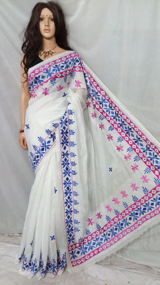 White Kathiawari Sarees - Dailybuyys