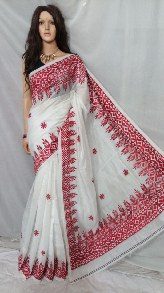 White Kathiawari Sarees - Dailybuyys