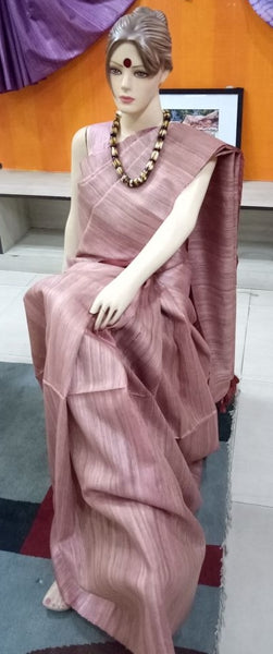 Pink Pure Silk Mark Certified Tussar Ghicha Silk Sarees