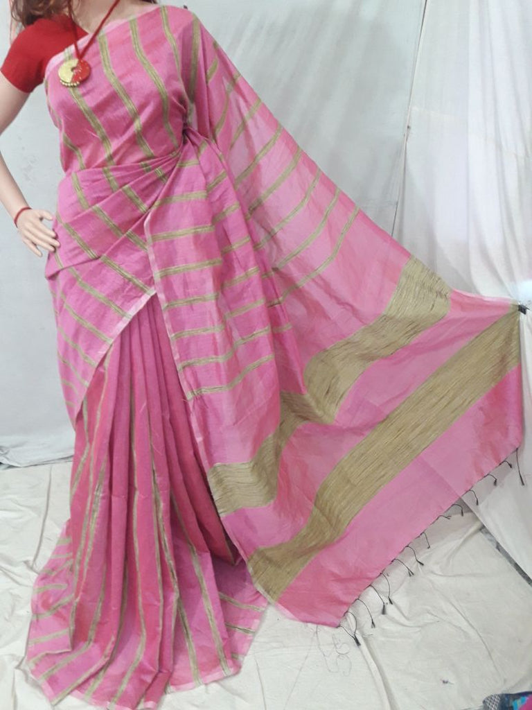 Pink Handloom Ghicha Sarees Get Extra 10% Discount on All Prepaid Transaction